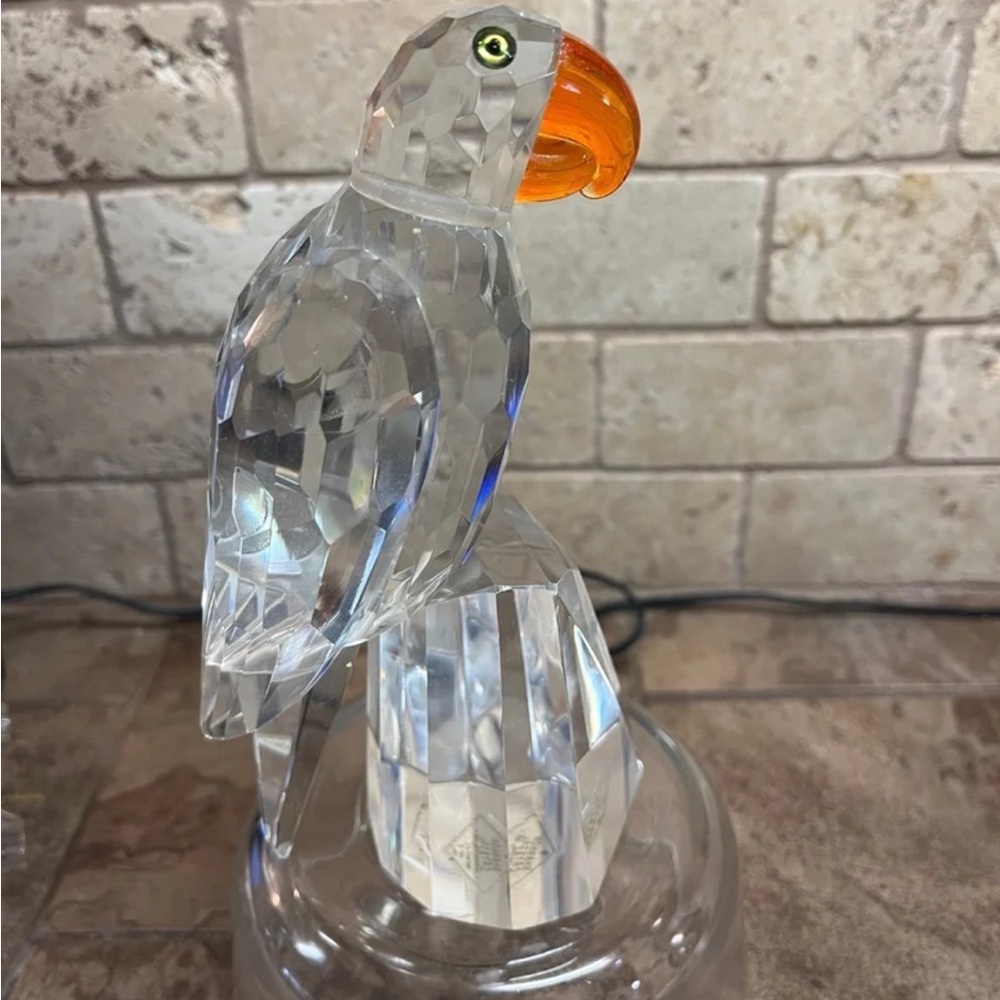 Godinger Crystal Parrot Figurine with Orange Beak